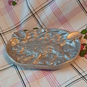 Antique Vintage Ashtray Adorned with a hunting dog or setter